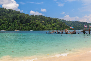 Wall Mural - Jetty of Sapi island, an island of Tunku Abdul Rahman National Park in Sabah, Malaysia