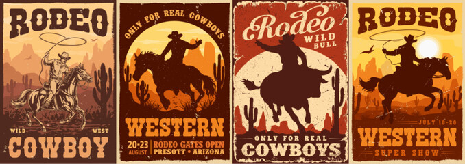 Wall Mural - Extreme rodeo set stickers colorful