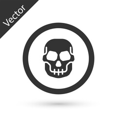 Wall Mural - Grey Mexican skull coin icon isolated on white background. Vector