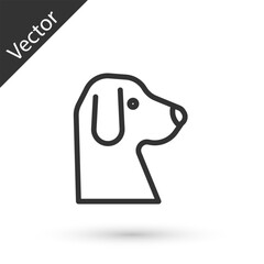 Wall Mural - Grey line Dog icon isolated on white background. Vector