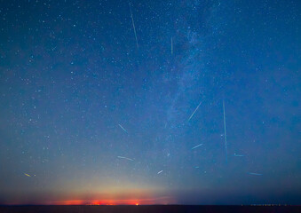 Wall Mural - Milky Way and Perseid Shower 2023 over Sicily - shot from Malta