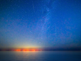 Wall Mural - Milky Way and Perseid Shower 2023 over Sicily - shot from Malta