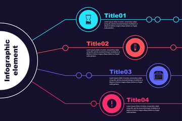 Wall Mural - Set Old hourglass, Pencil, Calendar and Speech bubble and Exclamation. Business infographic template. Vector