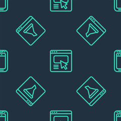 Poster - set line ui or ux design, browser window and mobile phone on seamless pattern. vector