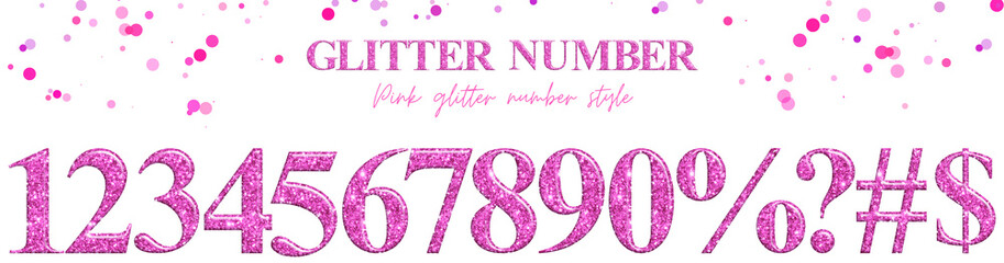 Wall Mural - Luxury pink glitter number uppercase, alphabet, text, character, font