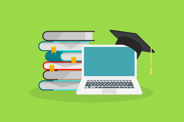 Wall Mural - online learning. concept of webinar, business online training, education on computer or e-learning c