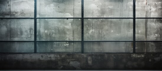 Poster - Background texture of a glass wall with a frosted and transparent effect in a modern building with old windows and walls including an industrial concrete window