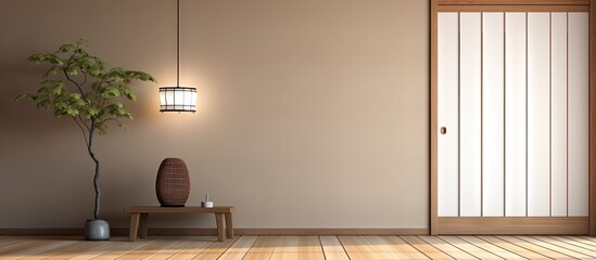 Canvas Print - a contemporary Japanese room with minimal furnishings and wooden elements