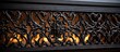 Classic style lattice for fireplace close up in black forged