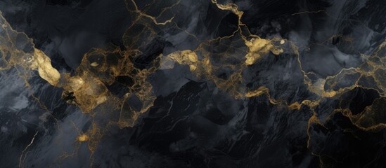 Poster - Background with black and golden marble texture