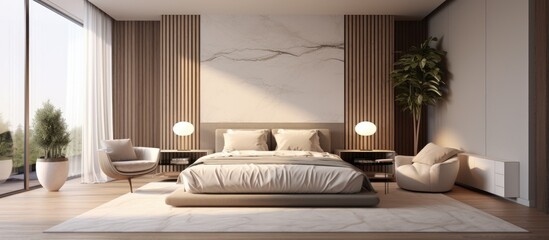 Contemporary interior of a luxurious bedroom