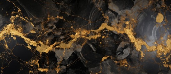 Poster - Background with black and golden marble texture