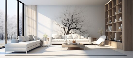 Wall Mural - Contemporary vibrant indoor space digitally created