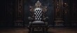A regal throne in a shadowy setting