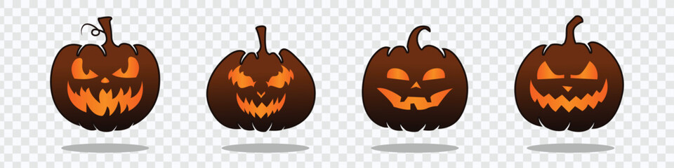 Poster - halloween pumpkins icons set. 