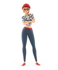 Wall Mural - 3d fashion girl arms crossed