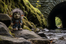 Illustration Of A Troll Living Under A Bridge. 
