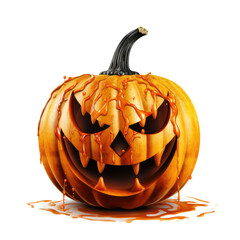 Canvas Print - Halloween pumpkin with scary face