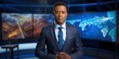 Serious African American TV presenter tells breaking news. Scandals, investigations and breaking news.