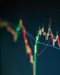 stock market on screen chart selective focus