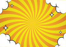 Comic  Background. Vector, Pop Art Style. Pop Art Comic Background With Cloud And Star. Cartoon Vector Illustration