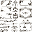 
Vintage design lace borders monogram logo and corners, dividers Vector set art deco floral ornaments elements