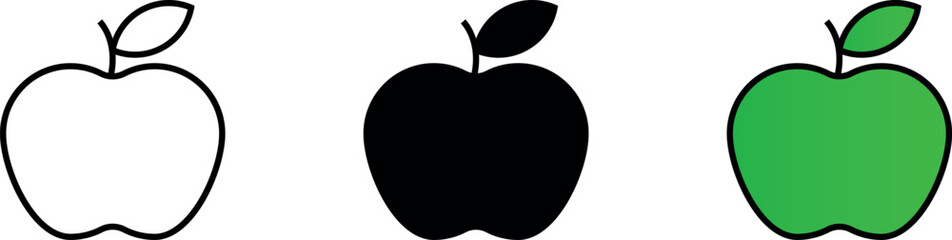 Apple vector icon isolated lined coloured. Illustration vector