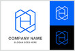 Monogram Letter H Geometric Square Cube Business Company Stock Vector Logo Design Template
