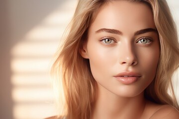 Poster - Unveiling Beauty's Secrets: A Close-up Portrait in Health and Skincare Ad Theme
