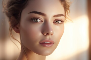 Wall Mural - Secrets of Ageless Charm: An Enchanting Close-up Portrait of a Radiant and Poised Beauty
