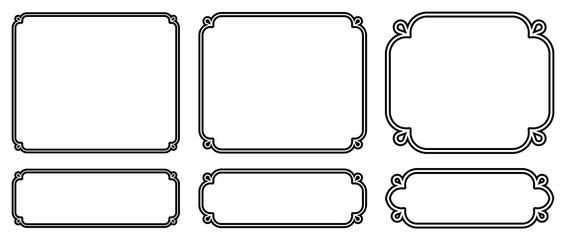 Wall Mural - vector eps border frames. shapes on white background. can be used for laser cutting, as elegant vint