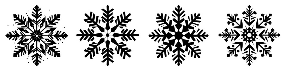 Wall Mural - snowflake icons set. collection of blue snowflakes on white background.