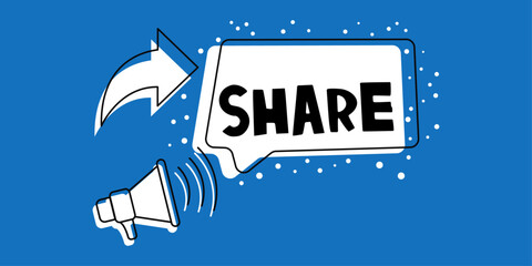 Aufkleber - Share bubble and loudspeaker with arrow.