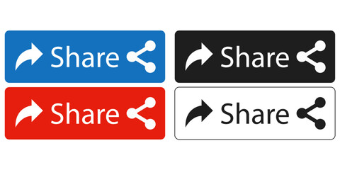 Poster - Share. Icons of different colors for the web. Share icons with an arrow and a picture.