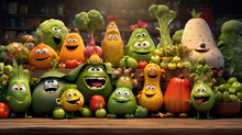 Funny Fruits And Vegetables Crowd