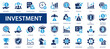 Investment icons set. Vector symbols collection Profit, Economy, Asset, Investor, Financial gain, Portfolio icons and other.