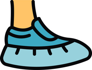 Poster - Doctor cover shoe icon outline vector. Foot suit. Medical footwear color flat