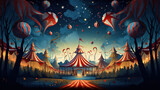 Fototapeta Sport - Illustration of a circus tent with balls and flags