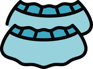 Poster - Waste cover shoe icon outline vector. Safety mask. Gloves safety color flat