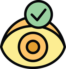 Poster - Good eye icon outline vector. Laser correction. Lens test color flat