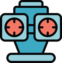 Poster - Check eye icon outline vector. Vision optician. Care lens color flat