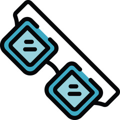 Poster - Check eye glasses icon outline vector. Laser correction. Care lens color flat