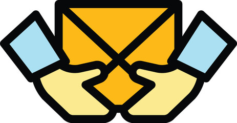 Poster - Parcel freight traffic icon outline vector. Cargo truck. Van service color flat
