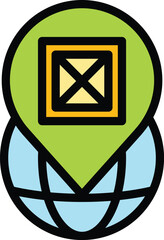 Poster - Location freight traffic icon outline vector. Van service. Transport cargo color flat