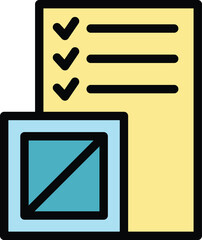 Poster - Cargo box icon outline vector. Truck industry. Car ship color flat