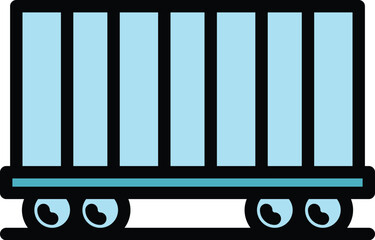 Poster - Cargo wagon icon outline vector. Trailer service. Truck industry color flat