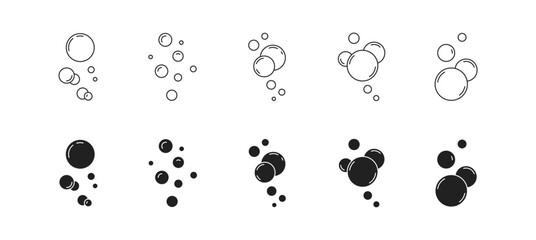 bubble icon set. soap foam, fizzy drink, oxygen bubbles. vector eps 10