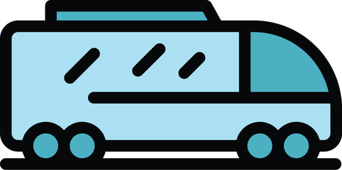 Poster - Truck bus delivery icon outline vector. Van service. Export traffic color flat