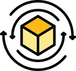Poster - Parcel export icon outline vector. Container import. Port maritime color flat