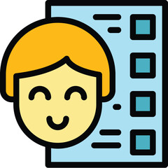 Poster - Id list icon outline vector. Cargo truck. Delivery service color flat
